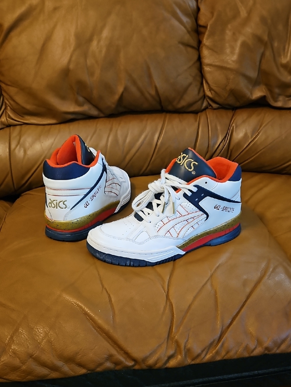 Men's Asics Gel-Spotlyte Multicolor Leather Mid-Top Sneakers Size 11.5